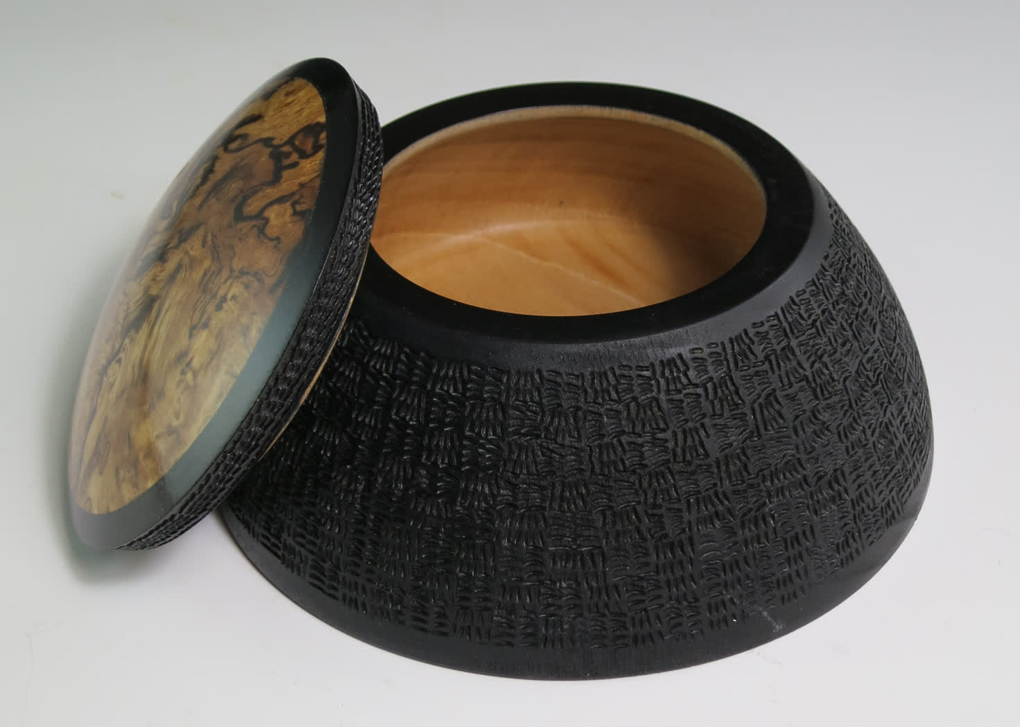 Ebonized and Textured Sycamore Vessel with Lid (C1012)