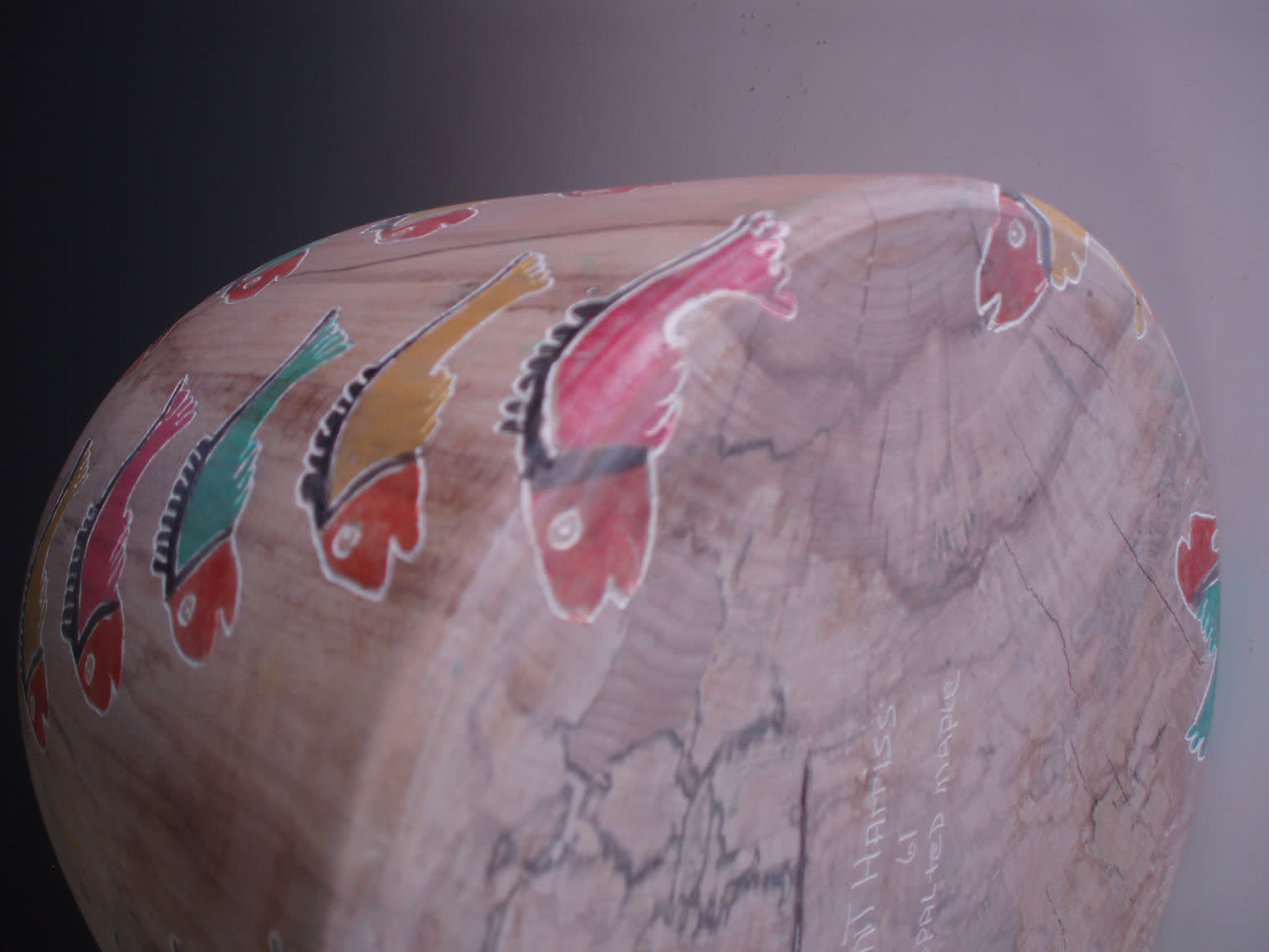 Fun fish on a Spalted Sycamore Vessel (C1013)